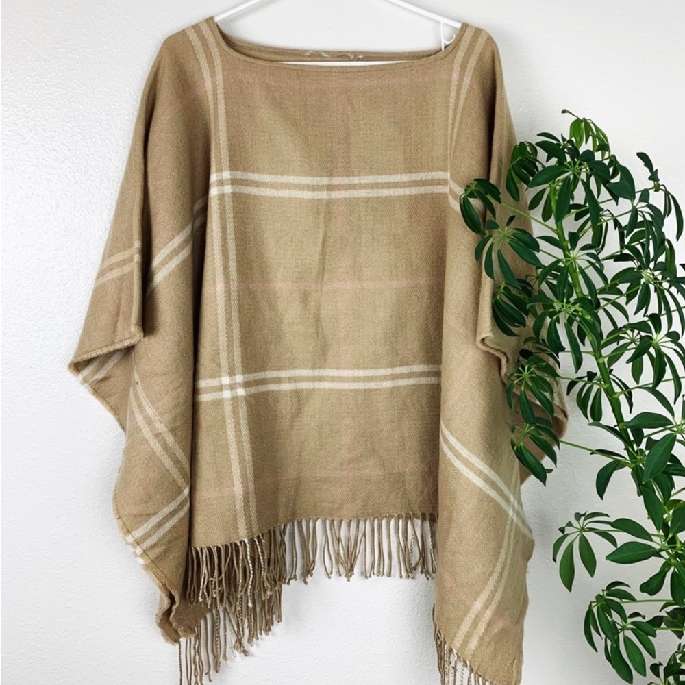 GUC Tan Plaid Poncho One size fits most